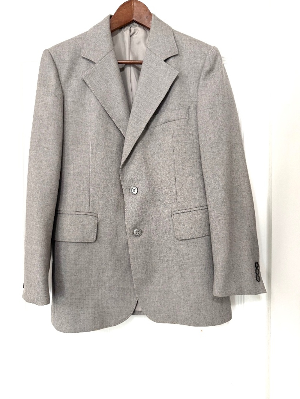 VTG Oleg Cassini Grey Wool Hopsack Blazer Sport Coat Suit Jacket 36S Poland